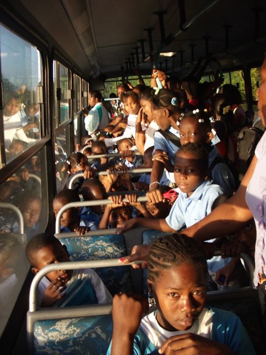 Inside the school bus