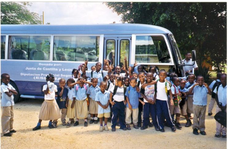 Students by the school bus